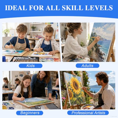 3 Pack Canvases for Painting with Multi Pack 11x14, 5x7, 8x10, Painting Canvas for Oil & Acrylic Paint, ESRICH 25Pcs Paint Brushes Set, 7 Shapes Paintbrushes for Acrylic Painting
