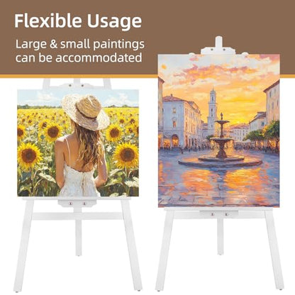 Adjustable Wooden Easel Stand for Painting&Display, White | Folding Art Easel for Display, Drawing, Wedding Sign and Poster, Suitable for Kids and Adults, Holds Up to 42" - style: White -1 Pack