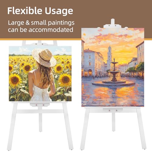 Falling in Art Adjustable Wooden Easel Stand for Painting&Display, White | Folding Art Easel for Display, Drawing, Wedding Sign and Poster, Suitable for Kids and Adults, Holds Up to 42" - style: White -1 Pack