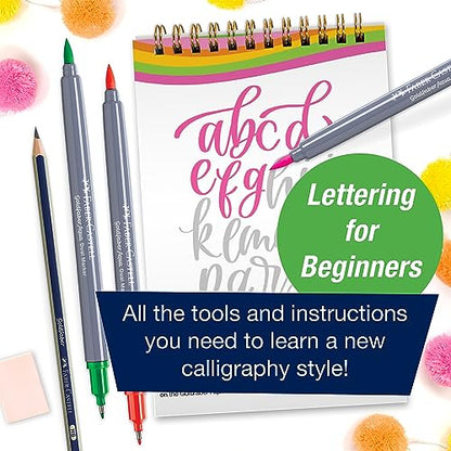 Faber-Castell Bounce Lettering - Hand Lettering for Beginners, DIY Crafts Project with 3 Brush Pens for Lettering