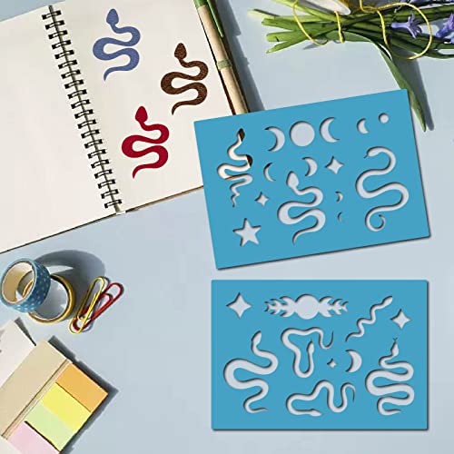 GORGECRAFT 2 Styles Snake Leather Jewelry Templates Reusable Earrings Making Animal Template Acrylic Star Cutting Stencil for Drawing Necklace Making Jewelry DIY Crafts Scrapbook 5.12x3.54 Inch - style: Lapidary