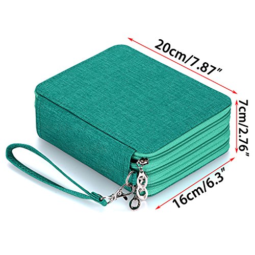 BTSKY Zippered Pencil Case-Canvas 72 Slots Handy Pencil Holders, Green | Portable Holder for Prismacolor Watercolor Pencils, Crayola Colored Pencils, Marco Pencils for Office and Travel - color: Green