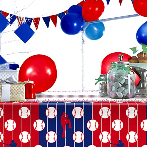 durony 2 Pieces Baseball Tablecloth Plastic Baseball Table Cover Baseballs Theme Party Supplies Waterproof Rectangle Tablecloth for Baseballs Theme Birthday Sport Party Decorations - style: Baseball