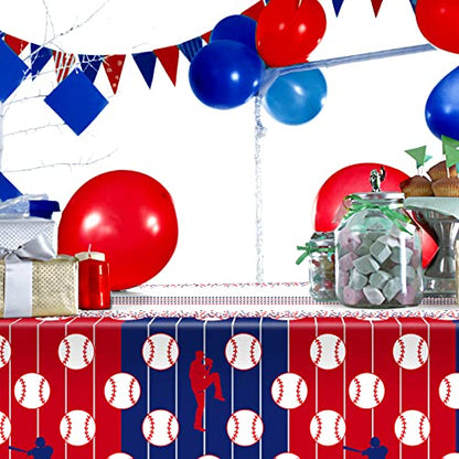 durony 2 Pieces Baseball Tablecloth Plastic Baseball Table Cover Baseballs Theme Party Supplies Waterproof Rectangle Tablecloth for Baseballs Theme Birthday Sport Party Decorations - style: Baseball