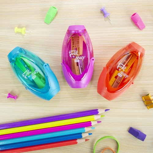 Bostitch Office Twist-N-Sharp Manual Pencil Sharpener, 2 Holes for Standard and Jumbo Pencils with Ratchet Technology, 1 Sharpener Random Color - size: 1-Pack