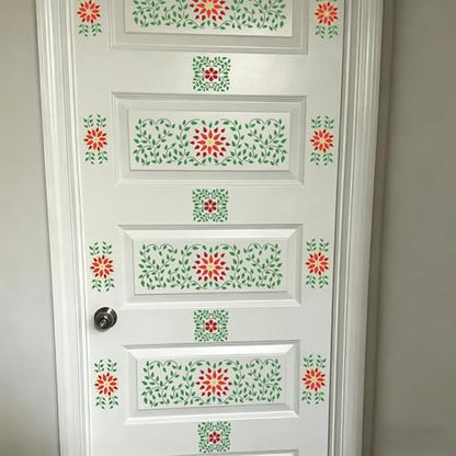Floral Border Corner Stencils for Crafts Furniture Stencil Reusable Art Paint Stencils for Painting on Wall Stairs Fabric Table Chair Cabinet - style: Furniture