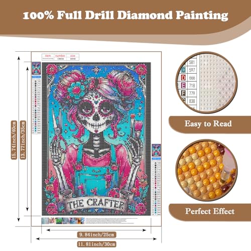 Xoaoes Skull Diamond Art Kits for Adults, Skeleton 5D Diamond Painting Kits - color: CM058