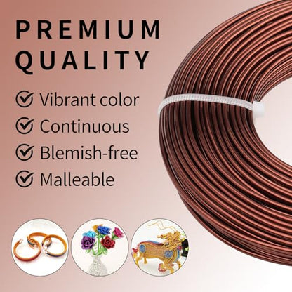 12 Gauge Aluminum Wire 100FT, 2mm Bendable Metal Anodized Aluminum Wire for Sculpting Jewelry Making Crafts Wreath Beading Floral(Coffee Copper) - color: Coffee Copper