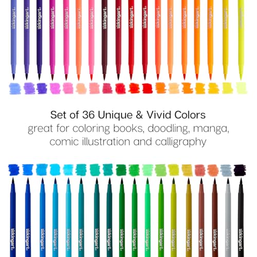 KINGART Watercolor Brush Markers, 36 Piece, Multicolor, 410-36 - style: Set of 36