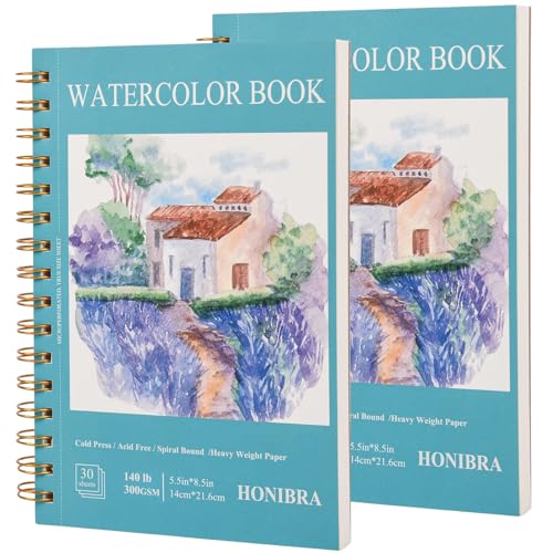 2 Pack 5.5" x 8.5" Watercolor Paper Pad, 30 Sheets (140lb/300gsm), Premium Cold Press Watercolor Sketchbook for Artists – Ideal for Classroom Art Finger Painting, and Mixed Media - size: 5.5" x 8.5"(2pack)