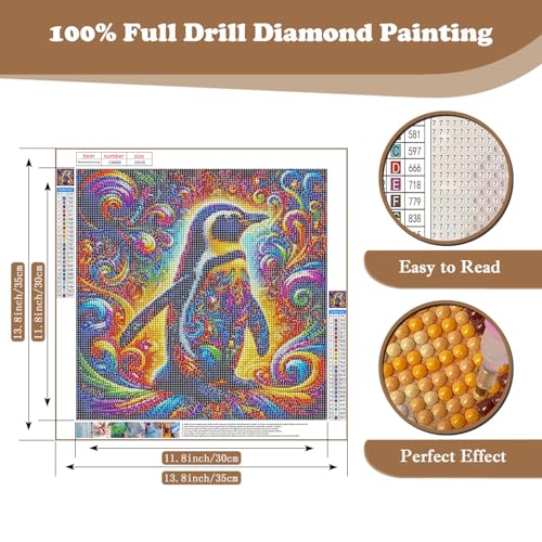 Penguin DIY Diamond Art Kits for Adults, Animal 5D Diamond Painting Kits - color: CM069
