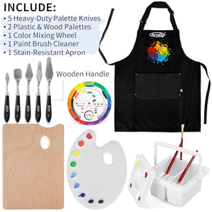 187Pcs Professional All-in-One Art Painting Kit with Aluminum & Beech Wood Easel, 96 Acrylic, Watercolor & Oil Paint Set, Complete Art Supplies Painting Set for Adults, Artists, Beginners