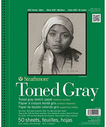 Strathmore 400 Series Sketch Pad, Toned Gray, 5.5x8.5 inch, 50 Sheets - Artist Sketchbook for Drawing, Illustration, Art Class Students - size: 5.5x8.5