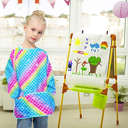 Sylfairy Art Smock For Kids Waterproof Artist Painting Smocks Toddler Painting Apron - color: Rainbow and Purple