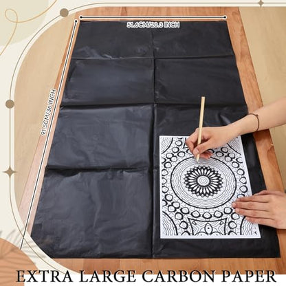 Dinifee 5 Sheets Large Carbon Paper for Tracing 20.3 x 36 Inch Graphite Transfer Paper Waxed Carbon Transfer Paper for Wood, Paper, Canvas, Woodworking Patterns, Fabric, Sketch Drawing, Black - size: 20.3 x 36 Inch