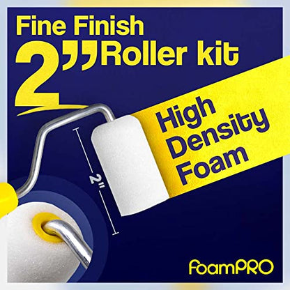 Foampro 2” Fine Finish Paint Roller Kit | 1 Plastic Paint Tray, 1 Roller Handle, 10 Foam Rollers | Mini Foam Roller Kit w/Roller Pan | Home Painting Supplies & Paint Tools, 162 (162KIT) - style: (2 Inch) Paint Kit
