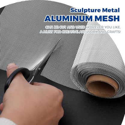 Aluminum Wire Mesh for Arts and Craft,Sculpting Mesh Roll 10 Inch by 10 Foot for Sculpture Projects Craft Wire Mesh for Crafts (Silver, 10inch x 10foot) ﻿
