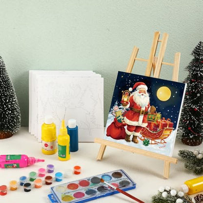 Sherr 12 Pcs Pre Drawn Canvas for Adults,Classic Xmas,8 x 8 Inch | Pre Printed Canvas, Sip and Paint Party Canvas Painting Kit, for Holiday Painting Crafts Favor - size: 8 x 8 Inch, style: Classic Xmas