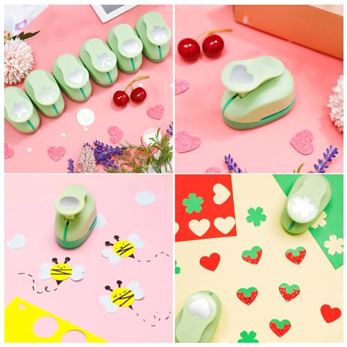 Paper Punches for Crafting Hole Punch fr Kids 1 Inch Craft Hole Punch Shape - style: 6 Diffrent Shapes Set 1