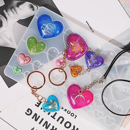 2Pcs Heart Silicone Mold for Making Earrings Jewelry | Mixed Size Heart Shape Silicone Mold, Heart-Shaped Casting Jewelry Mold,Making Crafting Projects - color: mix-heart