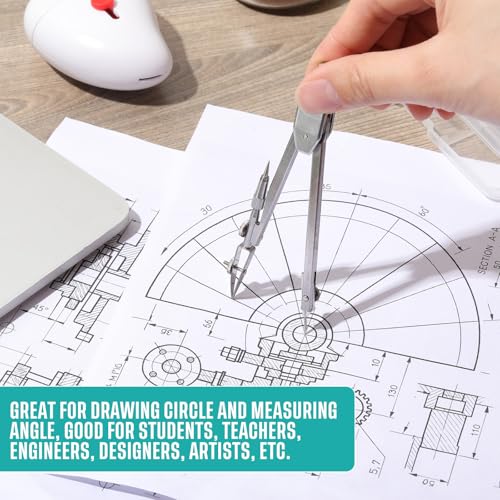 EBOOT Student Geometry Set, 180 Degree Protractor Compass 6",Turquoise | Swing Arm Protractor Ruler Compass, Geometry Drawing Tools for Measuring Angles, School Classroom Math Supplies - color: Turquoise
