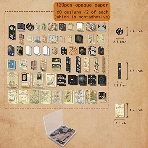 200Pcs Vintage Scrapbook Stickers, Aesthetic Junk Journal Stamping Supplies Kit, Scrapbooking Ephemera Washi Paper for Bullet Journaling Planners Diary Collage (Celestial) - style: Celestial