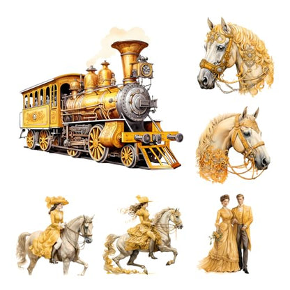 XERE 84 Pcs Yellow Victorian Era Scrapbook Stickers Set, Aesthetic Sticker for Scrapbooking and Journaling, Junk Journal Supplies, Bullet Journals Materials, Planner Arts Craft Collage Supplies - color: Yellow