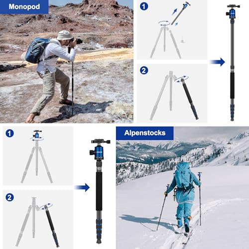 80/85 inches Heavy Duty Tripod for Camera Phone, 85" Camera Tripod Monopod - color: Blue