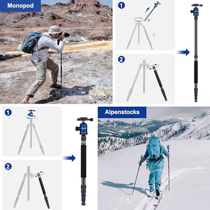 80/85 inches Heavy Duty Tripod for Camera Phone, 85" Camera Tripod Monopod - color: Blue