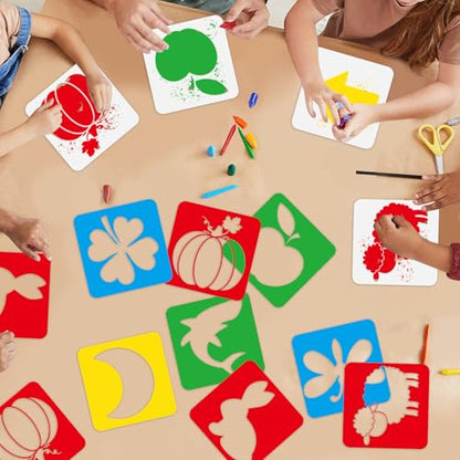 36pcs Drawing Stencils for 8 Inch Sidewalk Chalk Stencils Painting Large Washable Reusable Themed Shape Template - style: Learning