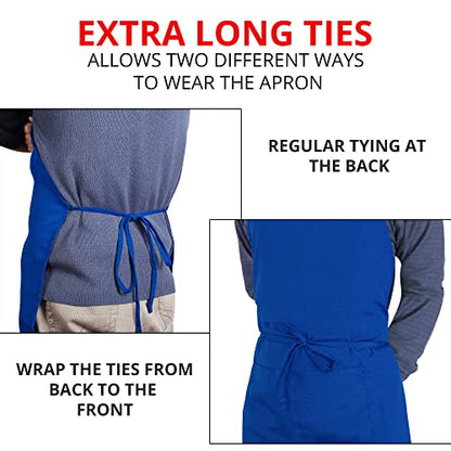 Utopia Kitchen 2 Pack Bib Apron, Adjustable with 2 Pockets, Water and Oil Resistant, Cooking Kitchen Chef Apron for Women Men - color: Blue