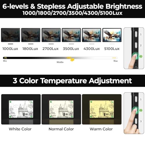 Zocelight Rechargeable A3 Light Board with Built-in Stand & Bag,Super Bright Magnetic Light Box for Tracing,Wireless Light Pad for Diamond Painting,Side Buttons,LED Light Table for Drawing,Sketching - size: A3 with Stand & Bag