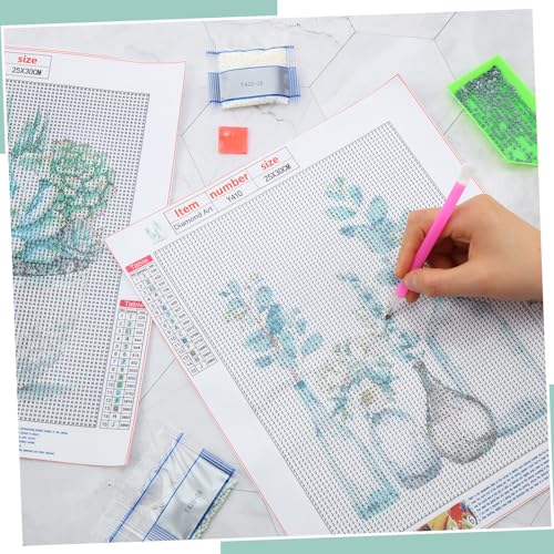 Yeaqee 4 Pcs Diamond Art Kits for Adults Gem Painting Kit DIY Jewel Diamond Art for Beginners Aesthetic Room Crafts Cute Painting Pictures 5d Craft Wall Decor for Home 10 x 11.8''(Greenery) - style: Greenery