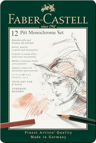 Faber-Castel 112975 PITT Monochrome Tin Set ,12 Piece - size: 12 Count (Pack of 1)