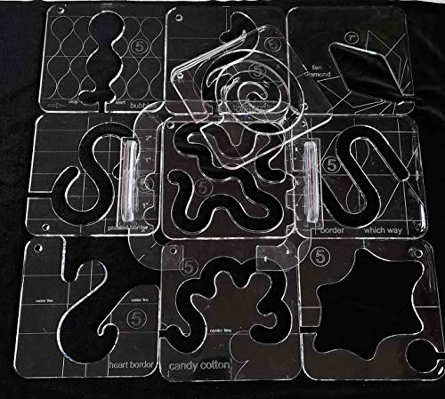 HONEYSEW New Quilting Ruler Free Motion Quilting Template with Quilting Frame (Quilting Frame+10pcs Quilting Template) - color: quilting frame+10pcs quilting template