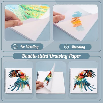 3 Pack Marker Paper Pad, 8.3 × 8.9 in, Double-Sided, 200gsm | Bleed-Resistant Paper, Spiral Bound with Perforated Pages, Smooth Surface for Alcohol Markers & Mixed Media - size: 8.3×8.9 Inch (3 Pack)