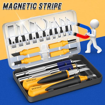 DIYSELF 22 PCS Exacto Knife Set, Craft Knife with 13 Blades & Carry Case - color: Yellow (22 Pack)