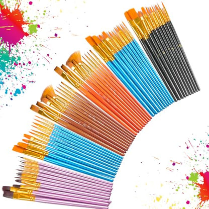 S & E TEACHER'S EDITION 72 Pcs Painting Brush Palette Set | 60 Pcs Paint Brushes, 12 Pcs Palettes, Create Art Paint, Oil Watercolor - size: 72Pcs Set