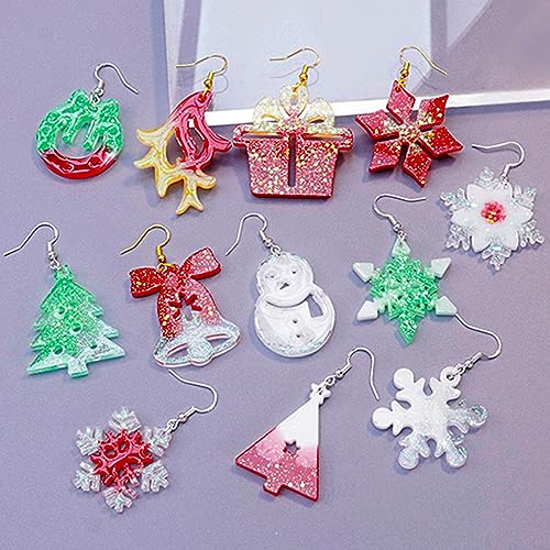 Christmas Earring Molds, 5 Pcs Christmas Style Resin Earring Molds | Various Shapes Christmas Silicone Molds for Earring Jewelry Pendant Keychain Ornament Epoxy Resing Casting Gift - color: 5PCS Christmas Jewelry Molds