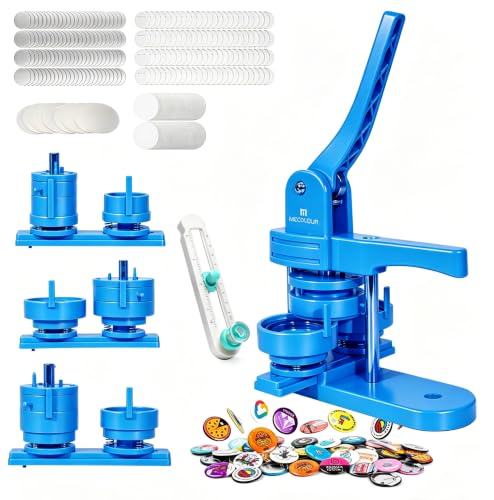 Button Maker Machine Multiple Sizes 1.26+1.73+2.28 inch Pin Maker Machine,150pcs Button Badge Making Supplies,Button Press Machine for DIY Personalized Pinback Buttons Children DIY Gift(Blue) - color: blue