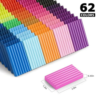 Artpar 62 Color Polymer Clay Kit,Oven Baking Modeling Clay for Adults Kids - color: 62
