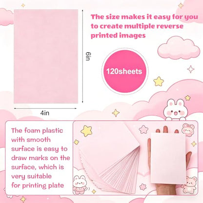 Cholemy 120 Pcs Foam Printing Plates 4 X 6 Inches Pink 1/20 Inch Thick - color: Pink, size: 4 x 6 Inches