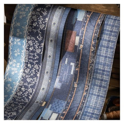 PET Washi Tape Stickers for Journaling Supplies,Denim Journal Tape Stickers - color: Denim