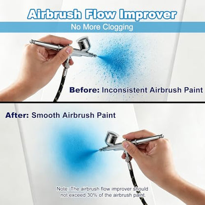 FansArriche Airbrush Cleaning Kit, 4.05 fl oz / 120 ml Each | 4 Airbrush Cleaners, 1 Thinner, 1 Airbrush Flow Improver & Airbrush Cleaning Pot, for Water-Based and Acrylic Paints