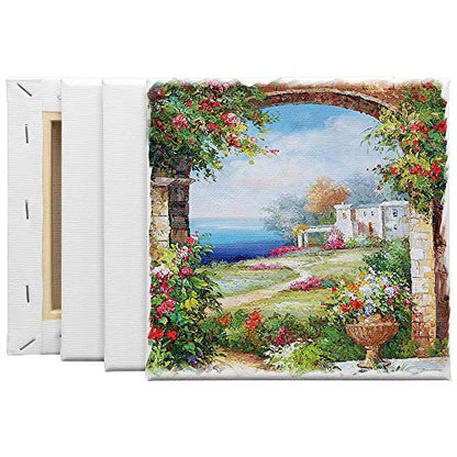 FIXSMITH Stretched Canvas for Painting - 6x6 White Canvas Bulk Pack of 12,Primed,100% Cotton,5/8 Inch Profile of Super Value Pack for Acrylics,Oils & Other Painting Media. - size: 6"x6"