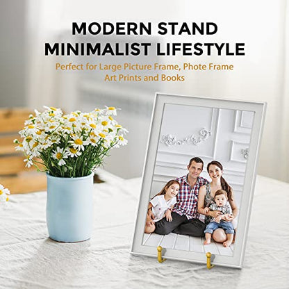 TR-LIFE 10 Inch Large Plate Stands/Holder for Display - Metal Picture Frame Holder Stand + Small Easels for Decorative Plate, Platter, Book, Plaques, Photo, Tabletop Art (Gold 2 Pack) - size: 10 Inch