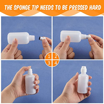 Tessco for you 4 Set 2 Ounce Empty Bingo Daubers Paint Squeeze Bottles for Paint Mop Dauber Bottle Refillable White Black Sponge Tip for Wooden Plastic Board Cloth Marker Pen
