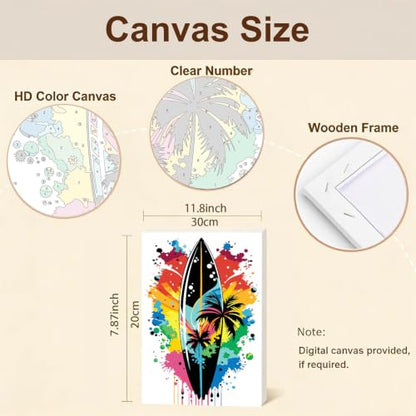 Gemozaic 4-Pack Beach Paint by Numbers Kit for Adults with Frame & Easel - color: BKH2799-BKH2802