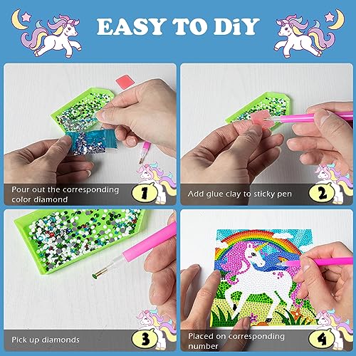 Labeol Diamond Art Kits for Kids Crafts for Girls Ages 6-8-10-12 Easy to DIY Creative Diamond Art Sticker Craft by Numbers Kits for Kids and Adult Beginners (4 Pack Cute) - style: 4 pack Cute
