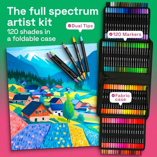 ARTISTRO Acrylic Paint Markers, Dual-Tip Paint Pens, Black 120 Pack | Brush & Fine Precision Tips, Painting & Calligraphy, Multisurface for Fabric, Rock, Glass Painting, Wood, DIY, Craft, Canvas - color: Black 120 Pack